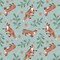 Fabric Studio E Light Green Foxes Woodland Magic by the Quarter Yard 7994-60